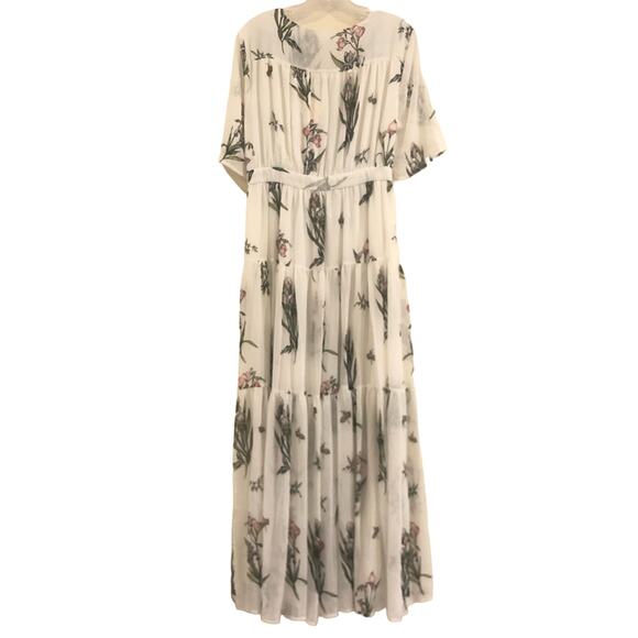 Roller Rabbit Condesa Bouquet Gertrude Floral Maxi Wrap Dress White Size L  NWT - Picture 3 of 7